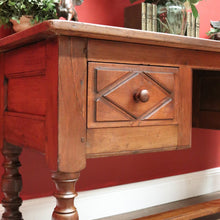 Load image into Gallery viewer, x SOLD Antique French Brittany Cherrywood 2 Drawers Office Writing Desk Hall Foyer Table with Stretcher Base B10724