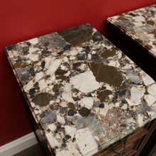 Load image into Gallery viewer, x SOLD Pair of Antique French Bedside Tables, 4 Drawer Cabinets, Lamp Tables Marble Oak. B10526