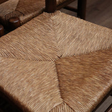 Load image into Gallery viewer, x SOLD Set of Six Antique French Ladder Back Dining Chairs or Kitchen Chairs, Rush Seat. B10943