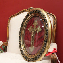 Load image into Gallery viewer, x SOLD Antique French Framed Crucifix, Christ on Cross, Gilt Frame, Convex Glass Cross B10770