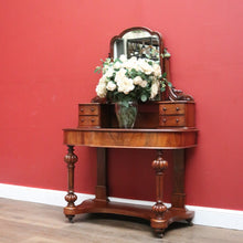 Load image into Gallery viewer, x SOLD Antique English Dressing Table, Walnut and Burr Walnut Mirror Back Dresser. B11160