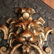 Load image into Gallery viewer, x SOLD Antique French Brass Door Knocker, Antique Brass Lion's Head, Dragon Ring Handle B10768