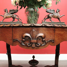 Load image into Gallery viewer, x SOLD Antique French Oak Centre Table Sofa Table, Cross Stretcher Base Table with Fleur de Lis to Apron. B10331