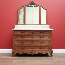 Load image into Gallery viewer, x SOLD Antique French Chest of Drawers with Marble Top below Mirror Dressing Table B10873