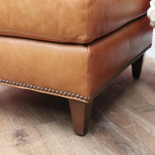 Load image into Gallery viewer, x SOLD Coco Republic Tan Leather Ottoman, Footstool, Ford Studded Ottoman Brown Birch B11006