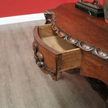 Load image into Gallery viewer, x SOLD Antique French Oak Centre Table Sofa Table, Cross Stretcher Base Table with Fleur de Lis to Apron. B10331