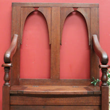 Load image into Gallery viewer, x SOLD Antique Hall Seat, Blanket Box Base, Australian Gothic Entry Foyer Armchair Seat B10793