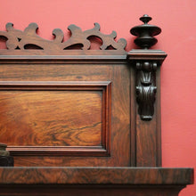 Load image into Gallery viewer, x SOLD Antique English Rosewood Sideboard Fretwork Backboard and Doors Twin Pedestals. B9851