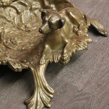 Load image into Gallery viewer, x SOLD Antique Brass Umbrella Holder Stand, Farm House Umbrella Holder Dog and Horn B10502