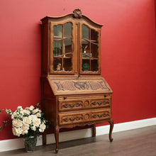 Load image into Gallery viewer, x SOLD Antique French Secretaire Bookcase with Desk, Drop front Writing Bureau Bookcase B10460