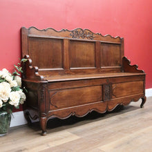 Load image into Gallery viewer, x SOLD Antique French Hall Settle, Blanket Box Hall Seat, Antique Oak Bench Seat Chair B10840