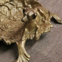 Load image into Gallery viewer, x SOLD Antique Brass Umbrella Holder Stand, Farm House Umbrella Holder Dog and Horn B10502