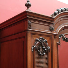 Load image into Gallery viewer, x SOLD Antique French Wardrobe, Walnut and Cane Armoire with Bevelled Mirror Door & Key B11116