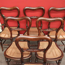 Load image into Gallery viewer, x SOLD 6 English Beech and Cane Chairs, Antique Dining or Kitchen Chairs Cane Seats. B10403