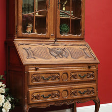 Load image into Gallery viewer, x SOLD Antique French Secretaire Bookcase with Desk, Drop front Writing Bureau Bookcase B10460