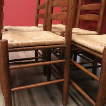 Load image into Gallery viewer, x SOLD Set of Six Antique French Ladder Back Dining Chairs or Kitchen Chairs, Rush Seat. B10943