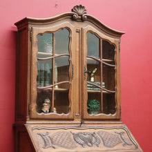 Load image into Gallery viewer, x SOLD Antique French Secretaire Bookcase with Desk, Drop front Writing Bureau Bookcase B10460