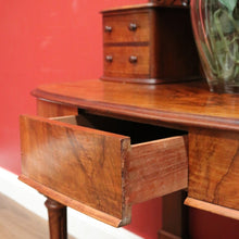 Load image into Gallery viewer, x SOLD Antique English Dressing Table, Walnut and Burr Walnut Mirror Back Dresser. B11160