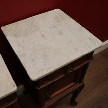 Load image into Gallery viewer, x SOLD Pair of Antique French Oak and Marble Top , Bedsides Lamp Tables Bedside Cabinet. B11215
