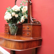 Load image into Gallery viewer, x SOLD Antique English Dressing Table, Walnut and Burr Walnut Mirror Back Dresser. B11160