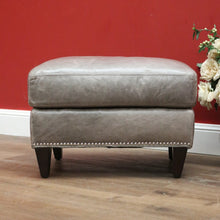 Load image into Gallery viewer, x SOLD Coco Republic Grey Leather Ottoman, Footstool, Ford Studded Ottoman Mont Wolf B11005