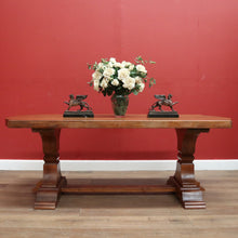 Load image into Gallery viewer, x SOLD Antique French Oak Dining Table or Twin Pedestal Kitchen Table, Stretcher Base. B11268