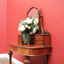 Load image into Gallery viewer, x SOLD Antique English Dressing Table, Walnut and Burr Walnut Mirror Back Dresser. B11160