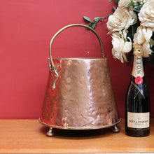 Load image into Gallery viewer, Antique French Brass Copper Ice Bucket, Coal Scuttle Pot Planter Umbrella Holder B10735