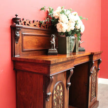 Load image into Gallery viewer, x SOLD Antique English Rosewood Sideboard Fretwork Backboard and Doors Twin Pedestals. B9851