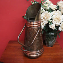 Load image into Gallery viewer, x SOLD Antique Copper and Brass Coal Scuttle, Umbrella Walking Stick Holder Doorstop. B10118
