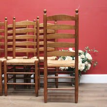 Load image into Gallery viewer, x SOLD Set of Six Antique French Ladder Back Dining Chairs or Kitchen Chairs, Rush Seat. B10943