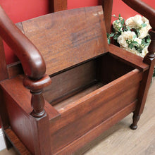 Load image into Gallery viewer, x SOLD Antique Hall Seat, Blanket Box Base, Australian Gothic Entry Foyer Armchair Seat B10793
