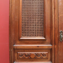 Load image into Gallery viewer, x SOLD Antique French Wardrobe, Walnut and Cane Armoire with Bevelled Mirror Door & Key B11116