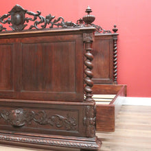 Load image into Gallery viewer, x SOLD Antique French Queen Bed, Carved Oak French Bed, incl. Head, Foot, Rails, Slats B11164
