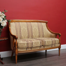 Load image into Gallery viewer, x SOLD Vintage French Settee, 2 Seat Sofa, Lounge, Vintage Hall Chair Gold and Burgundy. B10443