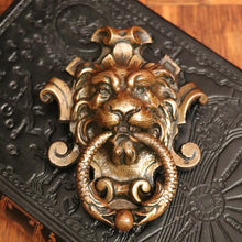 Load image into Gallery viewer, x SOLD Antique French Brass Door Knocker, Antique Brass Lion's Head, Dragon Ring Handle B10769