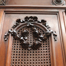 Load image into Gallery viewer, x SOLD Antique French Wardrobe, Walnut and Cane Armoire with Bevelled Mirror Door & Key B11116