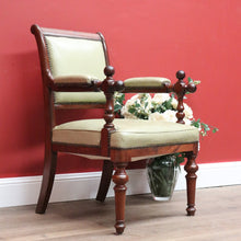 Load image into Gallery viewer, x SOLD Antique English Office Chair. Oak and Leather Hall Chair Armchair, Bedroom Chair B10673