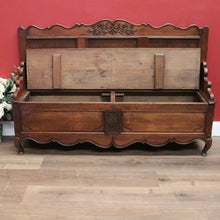 Load image into Gallery viewer, x SOLD Antique French Hall Settle, Blanket Box Hall Seat, Antique Oak Bench Seat Chair B10840