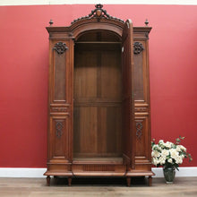 Load image into Gallery viewer, x SOLD Antique French Wardrobe, Walnut and Cane Armoire with Bevelled Mirror Door & Key B11116