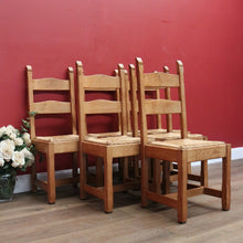 Load image into Gallery viewer, x SOLD Set of 6 French Chairs, 6 Antique Oak and Rush Seat Dining Chairs Kitchen Chairs B10936