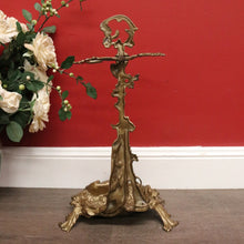 Load image into Gallery viewer, x SOLD Antique Brass Umbrella Holder Stand, Farm House Umbrella Holder Dog and Horn B10502