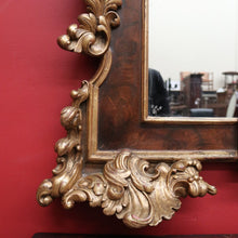 Load image into Gallery viewer, x SOLD Antique Italian Mirror, Antique Gilt and Burr Walnut Wall Hall or Vanity Mirror. B9806