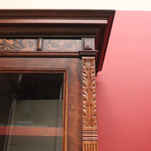 Load image into Gallery viewer, x SOLD Antique Italian Bookcase, Two Door Glass and Rosewood China Cabinet Display Case. B11280