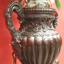 Load image into Gallery viewer, x SOLD Antique Bronze Jardinière, Heavy Double-handled Urn. Maiden Vase, Planter Stand. B11285