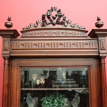 Load image into Gallery viewer, x SOLD Antique French Bookcase China Cabinet, Antique Walnut Glass Door Hall Cupboard. B10250
