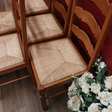 Load image into Gallery viewer, x SOLD Set of Six Antique French Dining Chairs, Antique Oak and Rush Seat Kitchen Chair B10815