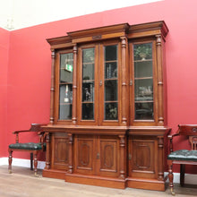 Load image into Gallery viewer, x SOLD Antique English Mahogany Bookcase, 8 Door Breakfront China Cabinet Bookcase. B1116x5
