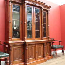 Load image into Gallery viewer, x SOLD Antique English Mahogany Bookcase, 8 Door Breakfront China Cabinet Bookcase. B1116x5