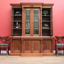 Load image into Gallery viewer, x SOLD Antique English Mahogany Bookcase, 8 Door Breakfront China Cabinet Bookcase. B1116x5